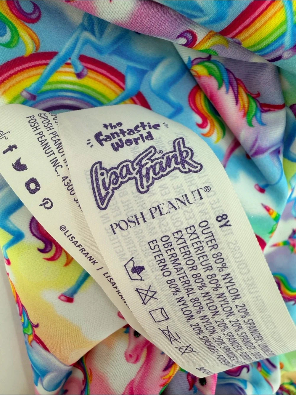 Posh Peanut X Lisa Frank Reversible Dolphin Markie Unicorn Swimsuit Swim Kids 8